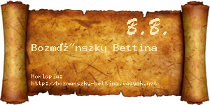 Bozmánszky Bettina névjegykártya